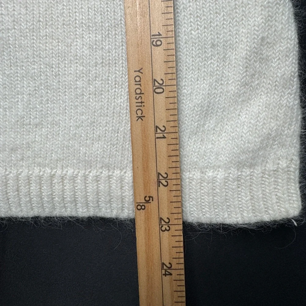 Vtg Fashion Bug Sweater Womens M Ivory Angora Blend Notch V Neck Long Sleeve 90s - Picture 5 of 6